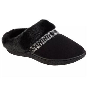 Isotoner Memory Foam Hoodback Comfort Slippers Black Size SM (6.5-7)